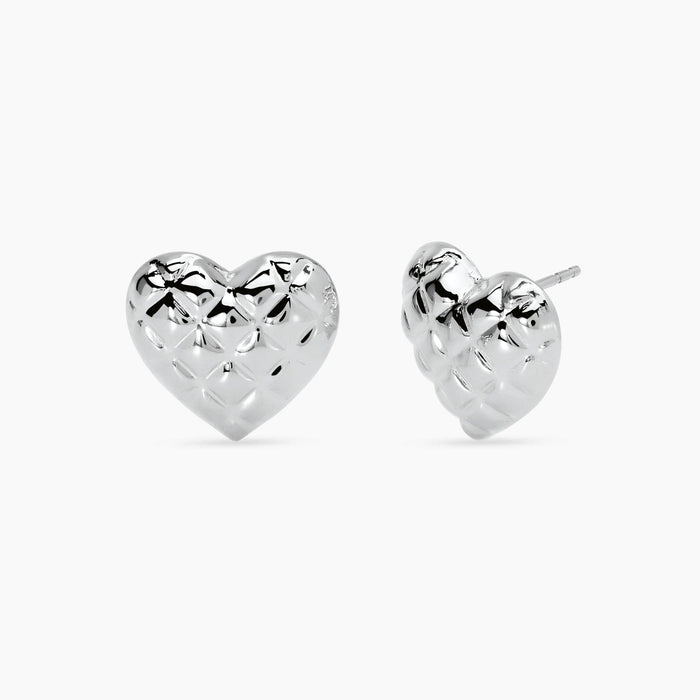 Orecchini cuore in acciaio matelassé