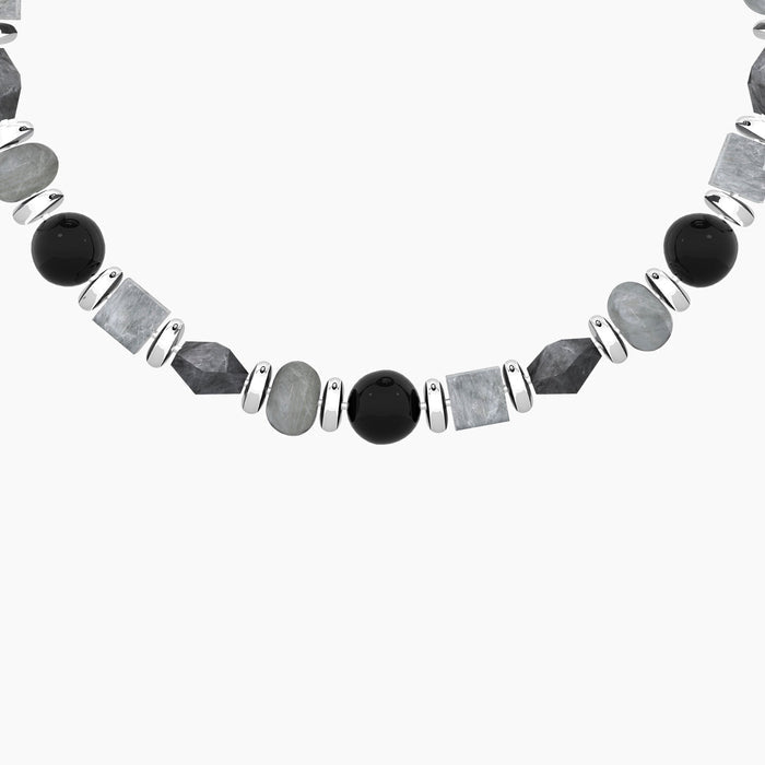 Bracciale uomo con agata nera e grigia