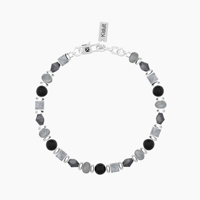 Bracciale uomo con agata nera e grigia