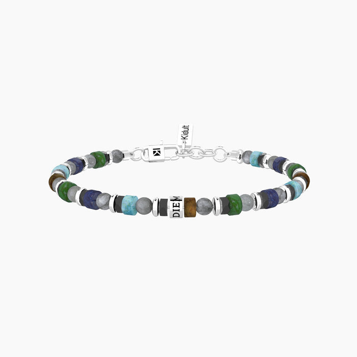 Bracciale uomo con pietre multicolor e scritta