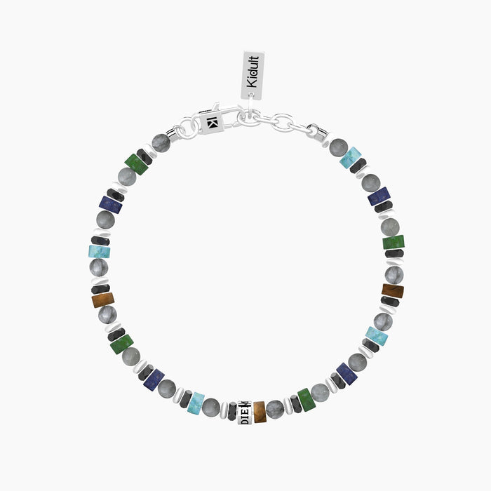 Bracciale uomo con pietre multicolor e scritta