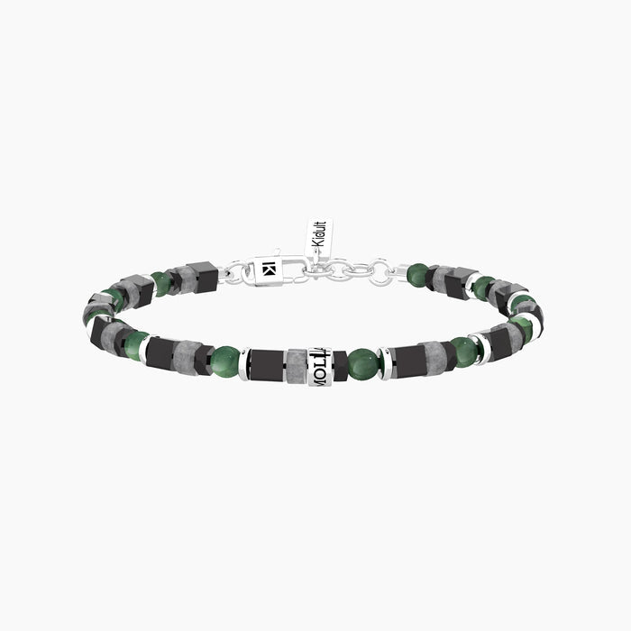 Bracciale uomo con pietre e scritta