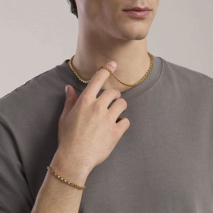 Bracciale uomo in acciaio dorato con catena fancy