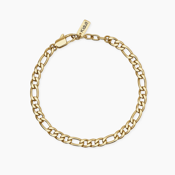 Bracciale uomo in acciaio dorato con catena figaro