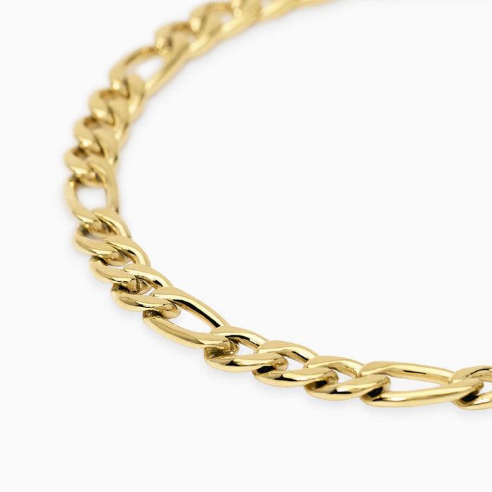 Bracciale uomo in acciaio dorato con catena figaro