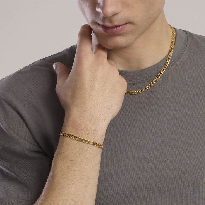 Collana uomo in acciaio dorato con catena figaro