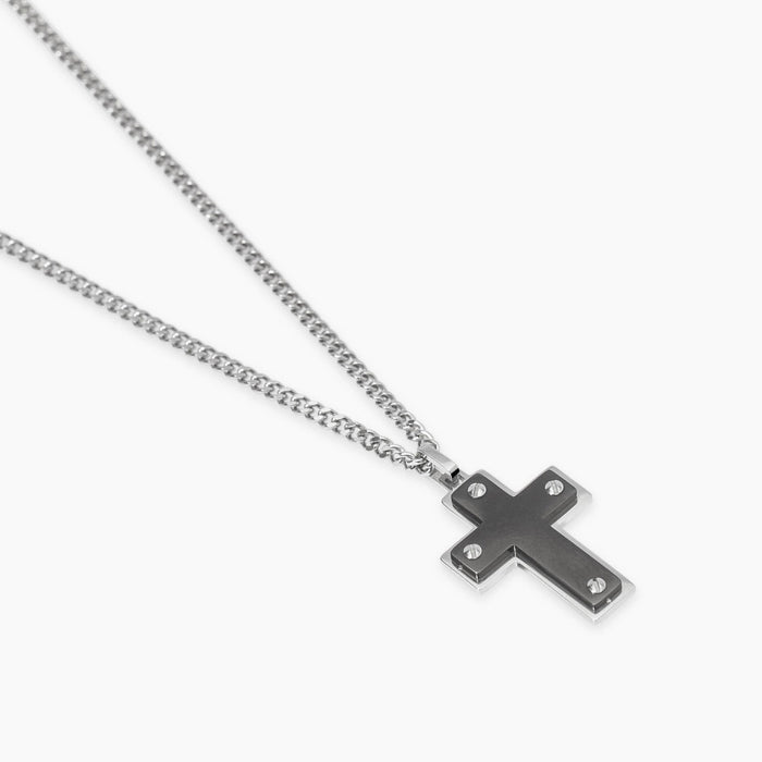 Collana da uomo con croce nera