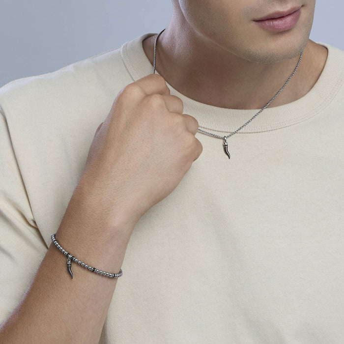 Bracciale uomo sfere con cornetto portafortuna
