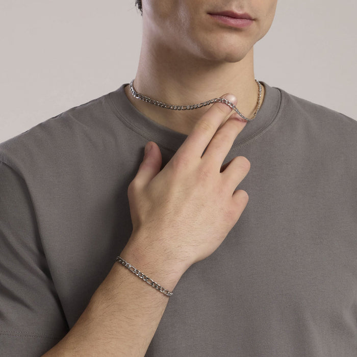 Bracciale uomo in acciaio con catena figaro