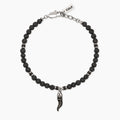 Bracciale uomo in acciaio con pietra lavica e cornetto