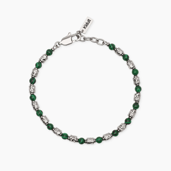 Bracciale uomo in acciaio e malachite sintetica