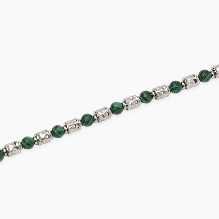 Bracciale uomo in acciaio e malachite sintetica