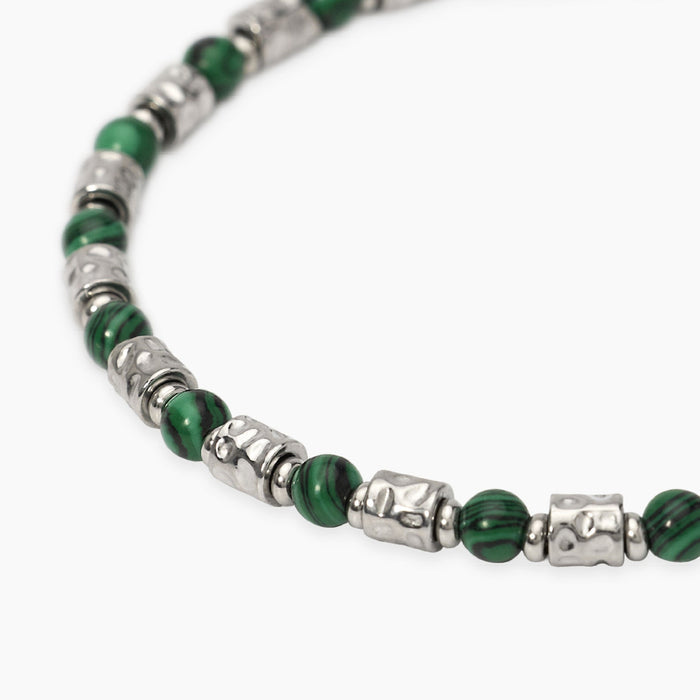 Bracciale uomo in acciaio e malachite sintetica