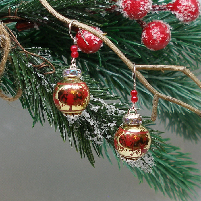 Metallic Ornament Drop Earrings
