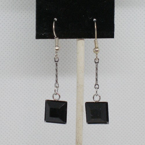 Minimalist Black Glass Dangle Earrings