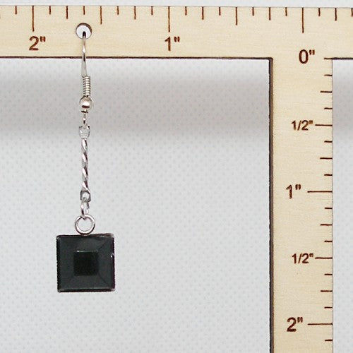 Minimalist Black Glass Dangle Earrings