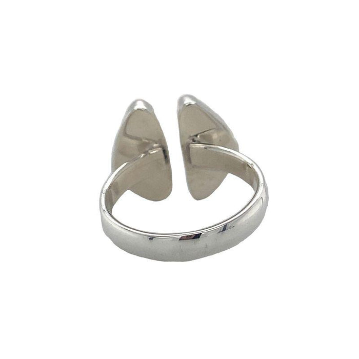Sterling Silver Ring- Artisan Double Triangle Turquoise Bezeled Ring white background back view