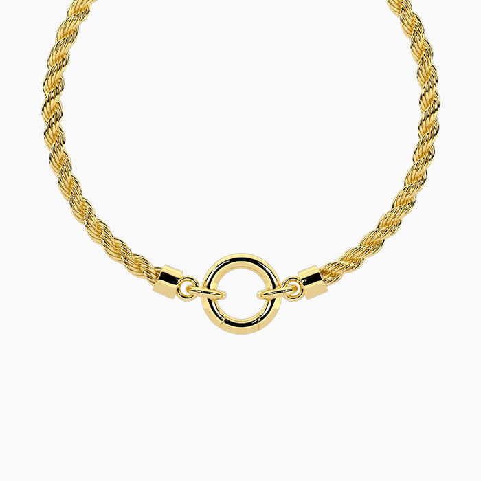 Bracciale componibile con catena corda in acciaio dorato