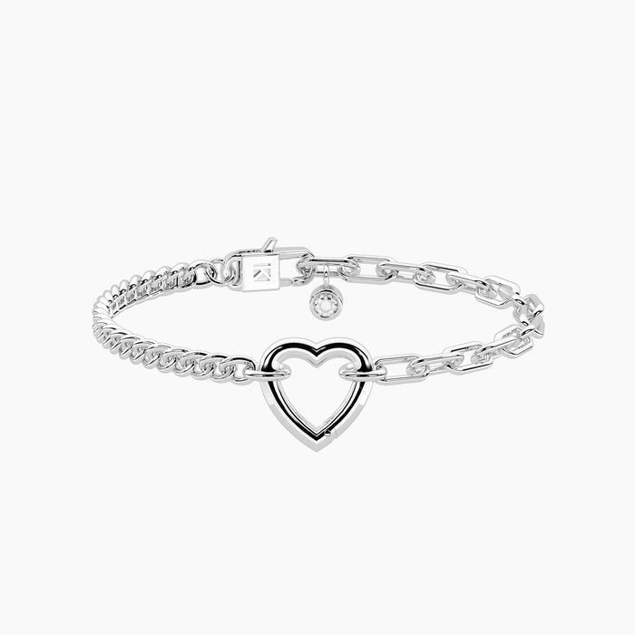 Bracciale componibile con catena groumette e a maglie allungate in acciaio