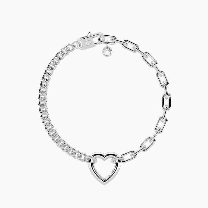 Bracciale componibile con catena groumette e a maglie allungate in acciaio
