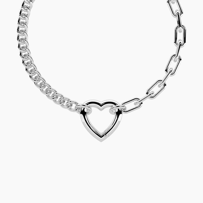 Bracciale componibile con catena groumette e a maglie allungate in acciaio