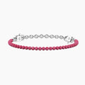 Bracciale componibile con zirconi rubino in acciaio argentato