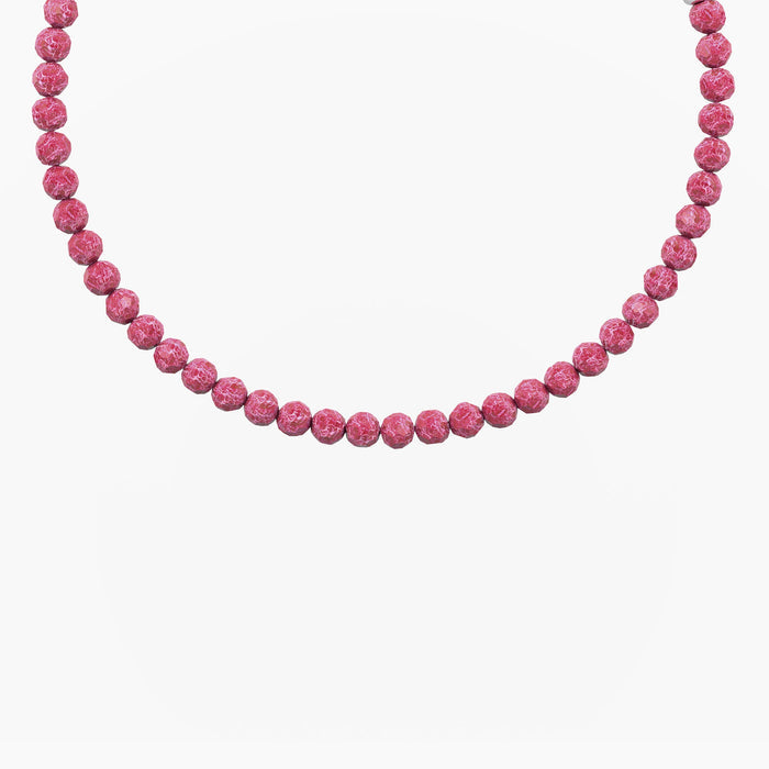 Bracciale componibile con zirconi rubino in acciaio argentato