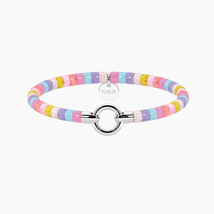 Bracciale componibile con conchiglie multicolor striate
