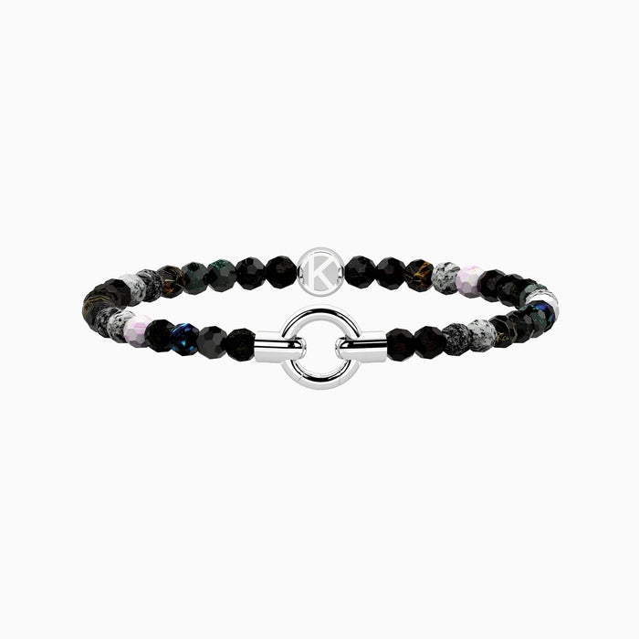 Bracciale elastico componibile con agata nera striata