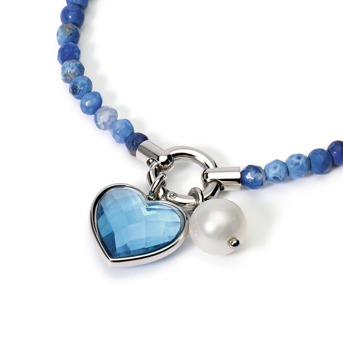 Bracciale componibile donna con agata azzurra