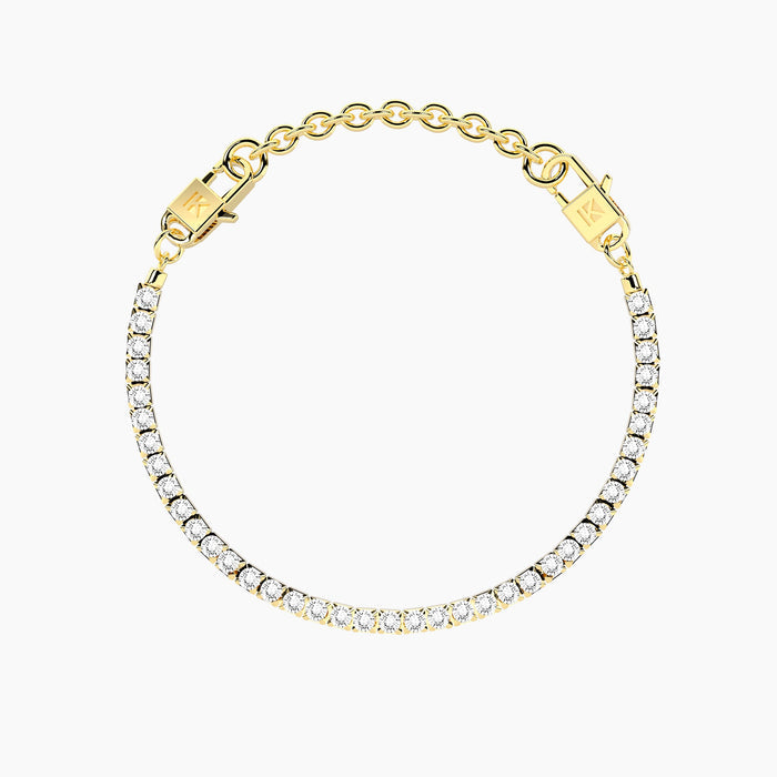 Bracciale tennis componibile in acciaio dorato