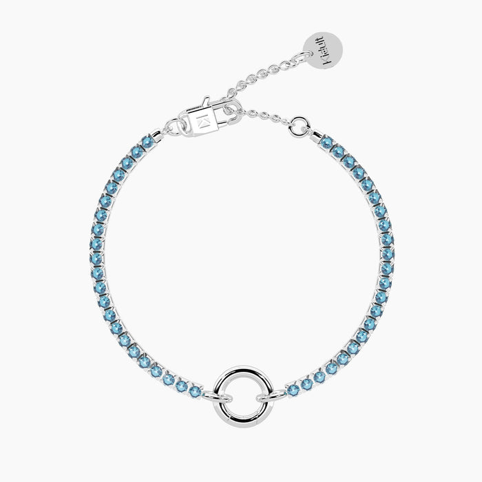 Bracciale tennis componibile con cristalli azzurri