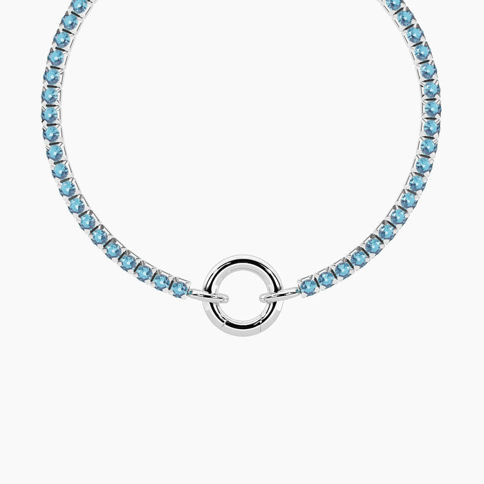 Bracciale tennis componibile con cristalli azzurri