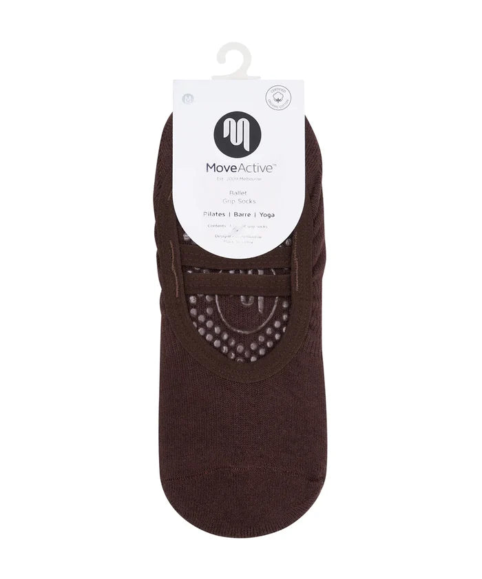 [MoveActive] Ballet Non Slip Grip Socks - Espresso