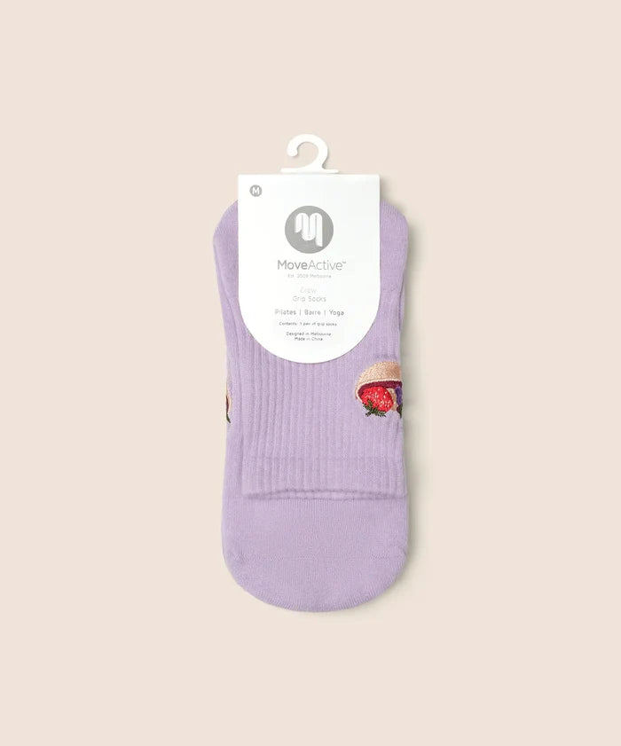 [MoveActive] Crew Non Slip Grip Socks - Acai Bowl
