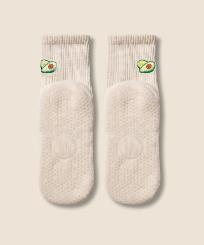 [MoveActive] Crew Non Slip Grip Socks - Avocado