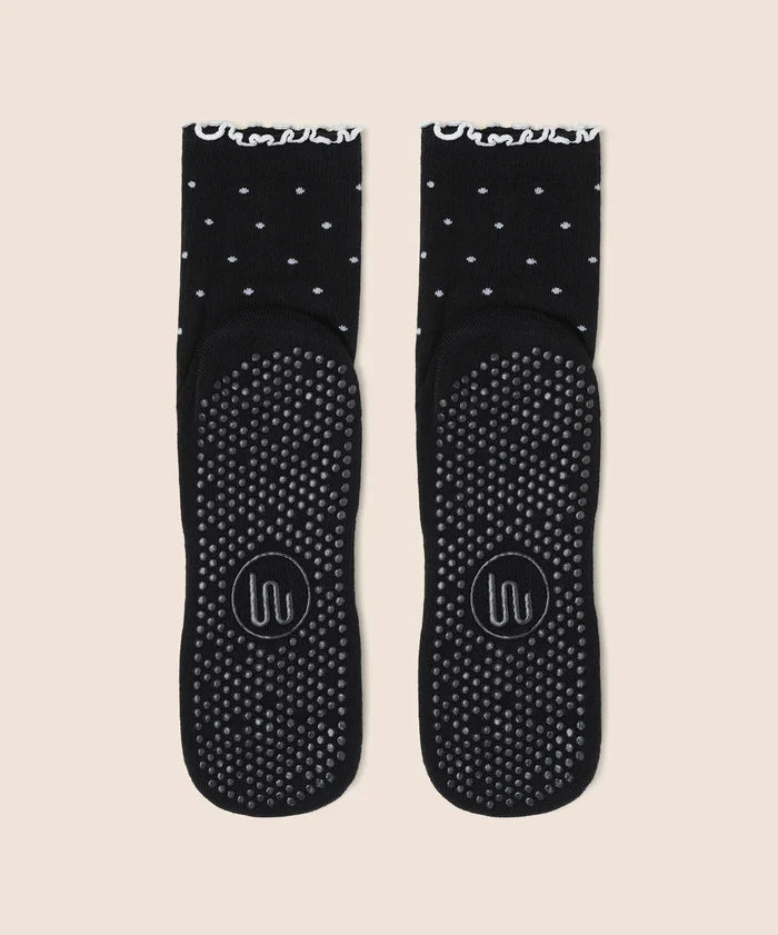 [MoveActive] Crew Non Slip Grip Socks - Black Polka Ruffle
