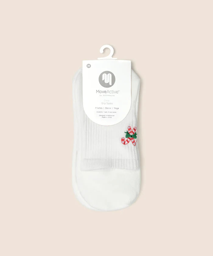 [MoveActive] Crew Non Slip Grip Socks - Candy Cane