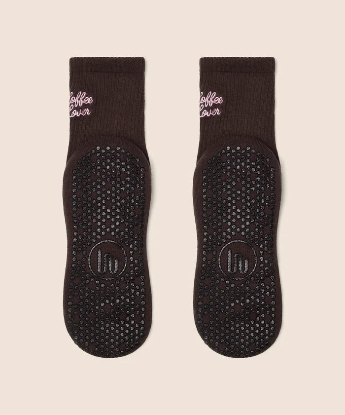 [MoveActive] Crew Non Slip Grip Socks - Coffee Lover