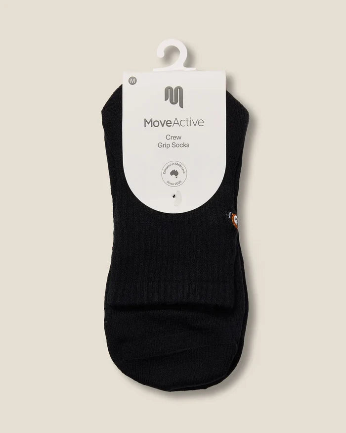 [MoveActive] Crew Non Slip Grip Socks - Corgi Black