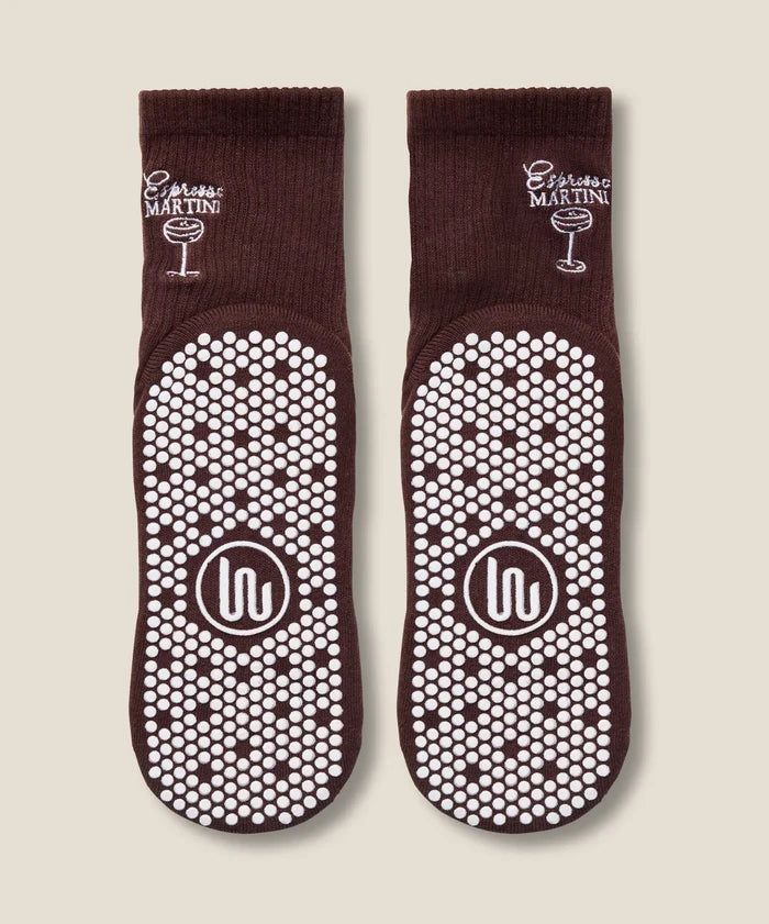 [MoveActive] Crew Non Slip Grip Socks - Espresso Martini