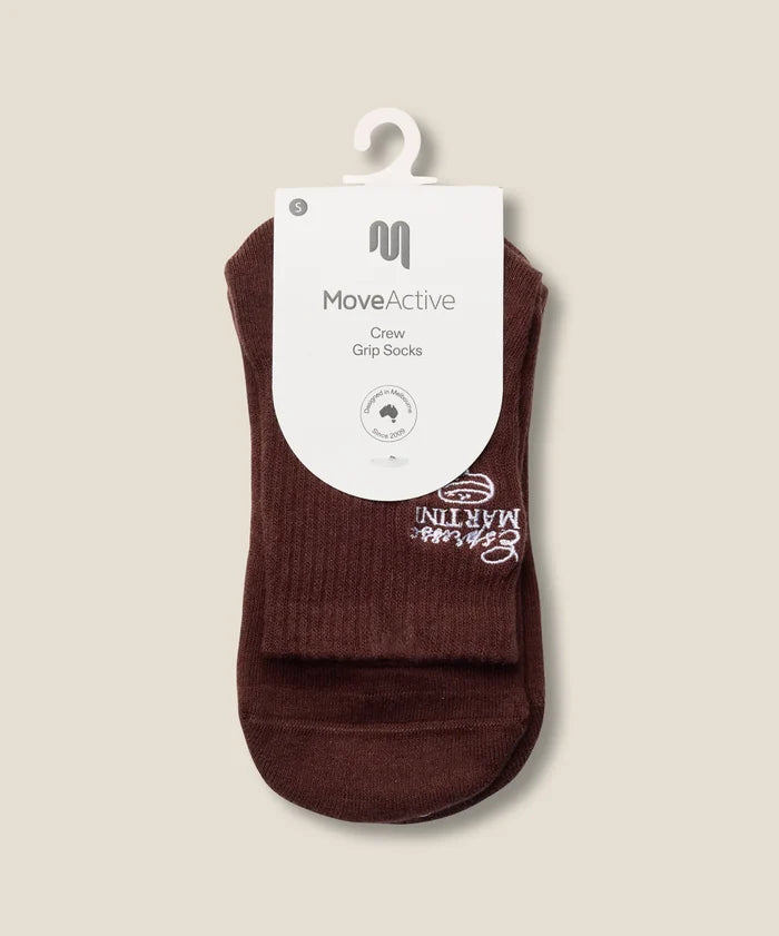 [MoveActive] Crew Non Slip Grip Socks - Espresso Martini