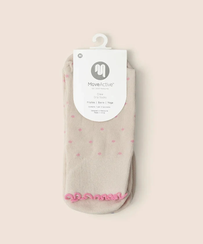 [MoveActive] Crew Non Slip Grip Socks - Fondant Spots