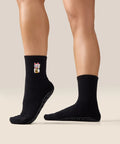 [MoveActive] Crew Non Slip Grip Socks - Fortune Kitty Black