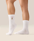 [MoveActive] Crew Non Slip Grip Socks - Fortune Kitty Ivory