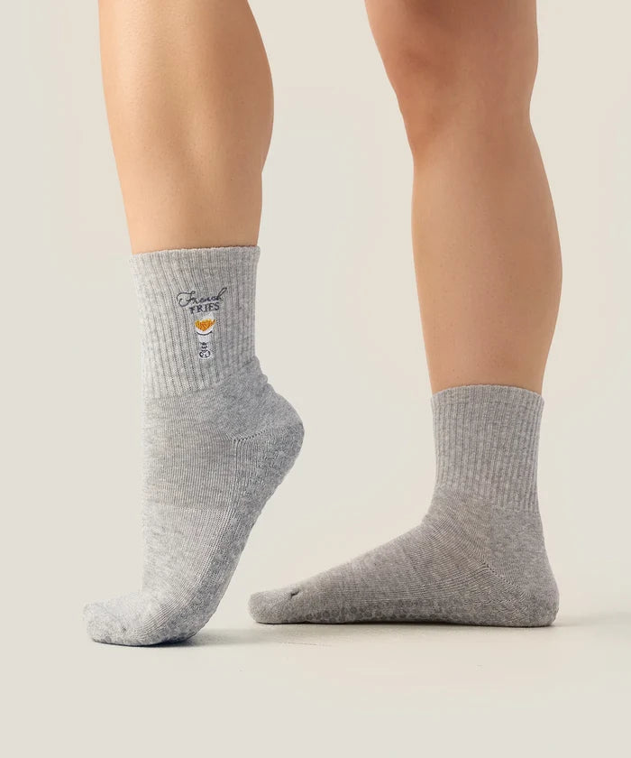 [MoveActive] Crew Non Slip Grip Socks - French Fries