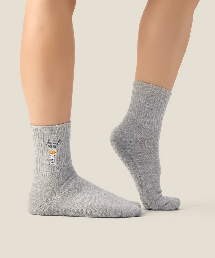[MoveActive] Crew Non Slip Grip Socks - French Fries