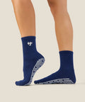 [MoveActive] Crew Non Slip Grip Socks - Gingham Heart Navy