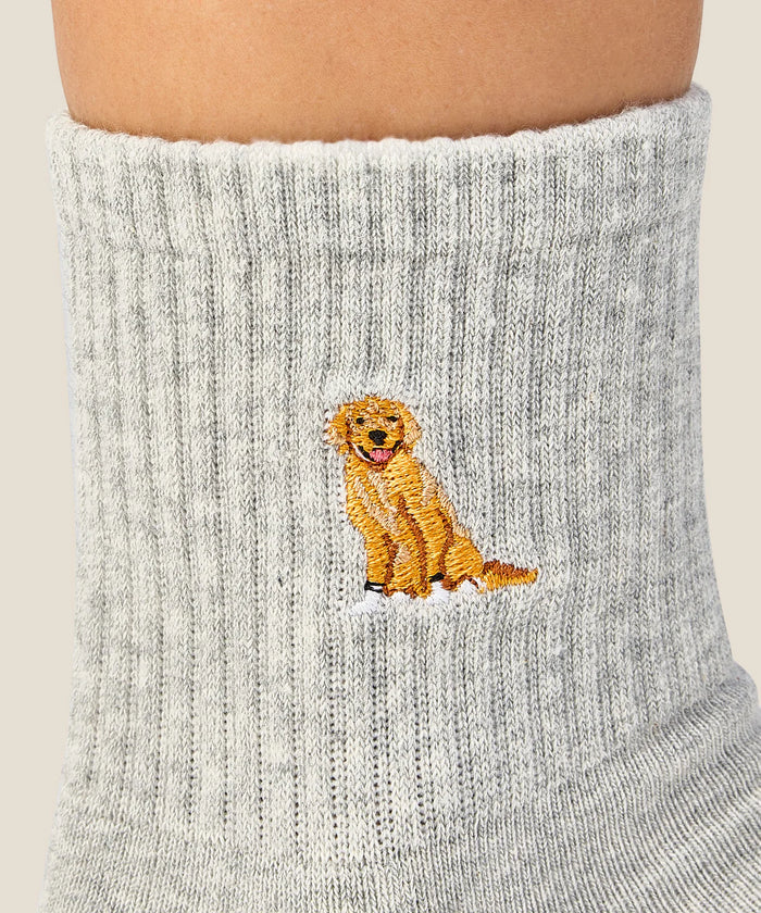 [MoveActive] Crew Non Slip Grip Socks - Golden Retriever Grey Marle