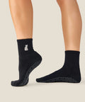 [MoveActive] Crew Non Slip Grip Socks - Grey Cat Black